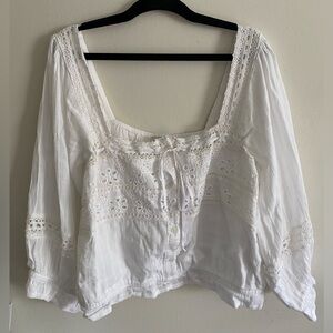 American Eagle NWT White Off-Shoulder Peasant Blouse